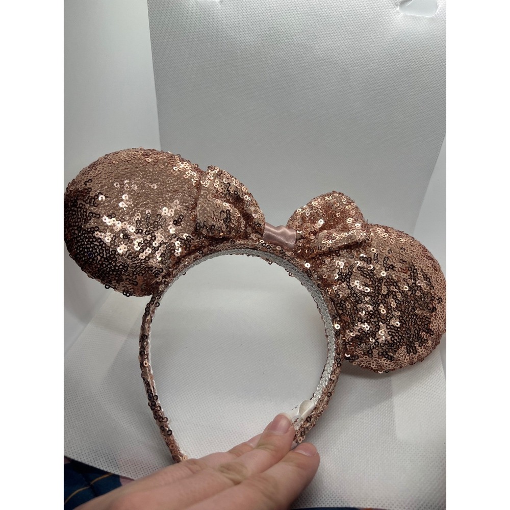 Disney Rose Gold Sequin Minnie Mouse‎ Ears Headband Adult Girls Women